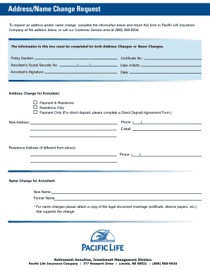 Example of name change document - Address Change Form Template.xls