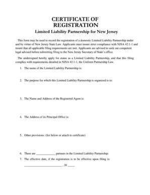 New Jersey Limited Liability Partnership Registration