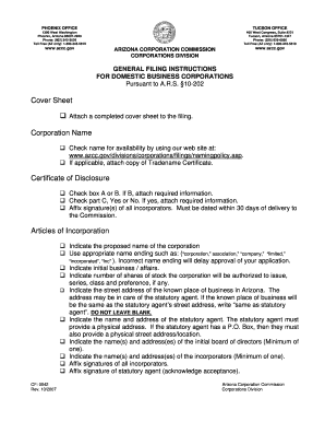 Arizona Articles of Incorporation