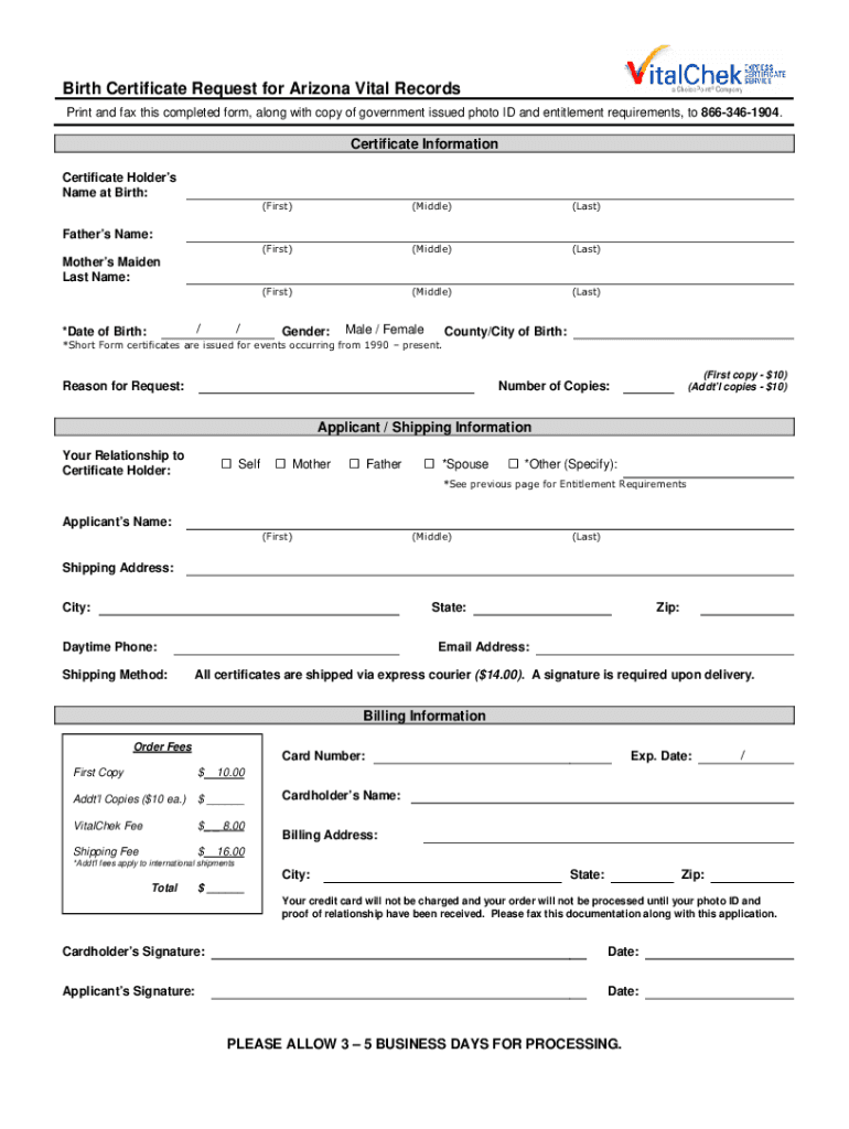 vitalchek identity verification form Preview on Page 1