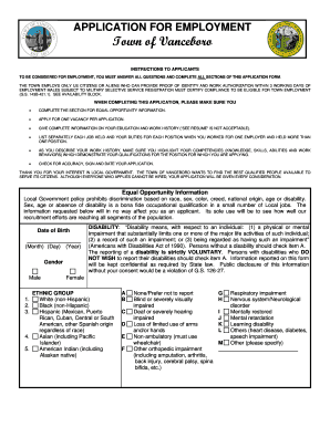 town of vanceboro employment application form