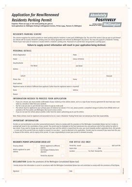 Residents Parking Permit Application