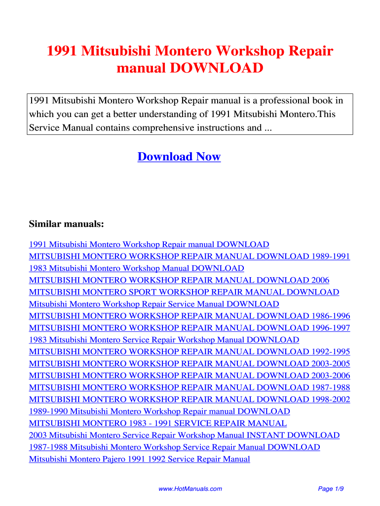 mitsubishi pajero wiring diagram download Preview on Page 1