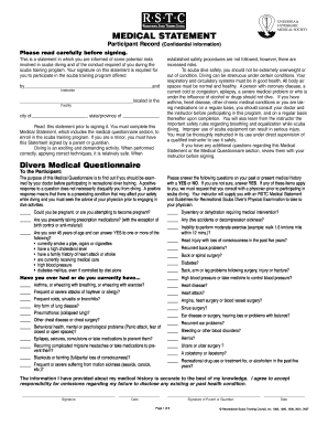 Scuba Diving Medical Statement