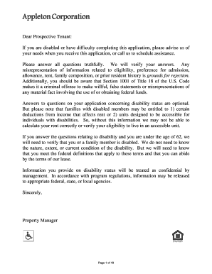 Appleton Corporation Application for Admission