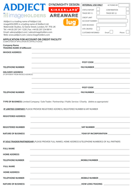 UK Business Credit Application Form