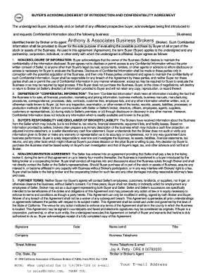 Buyer's Confidentiality Agreement