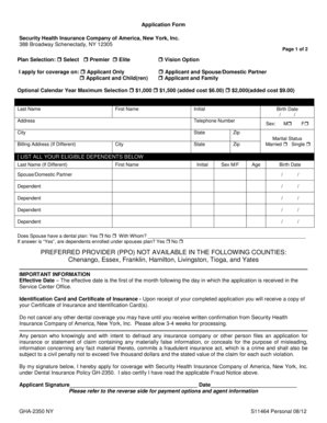 Dental Insurance Application Form