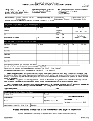 Symetra Life Insurance Dental Application