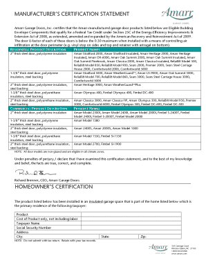Manufacturer’s Certification Statement
