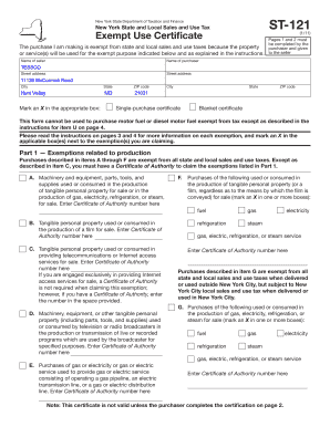 New York Exempt Use Certificate ST-121