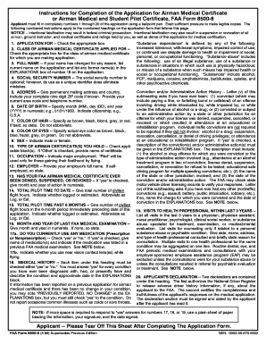 FAA Form 8500-8 Application for Airman Medical Certificate