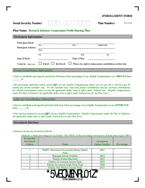 Bernard Johnson Corporation Profit Sharing Plan Enrollment Form