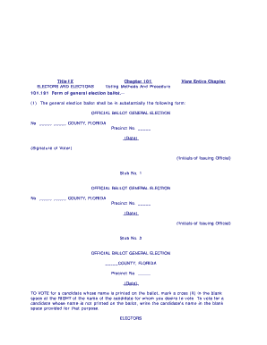 Florida General Election Ballot Form