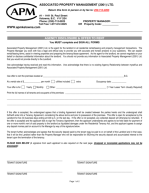 Agency Disclosure & Offer to Rent