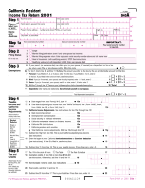 California Income Tax Return 540A
