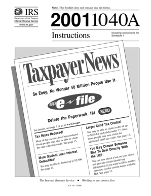 IRS 1040A Tax Form 2001