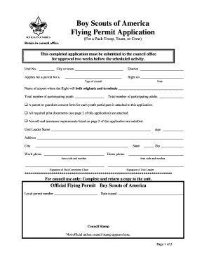 Boy Scouts of America Flying Permit Application