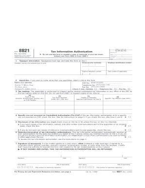 IRS Form 8821 Tax Information Authorization