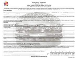 Burger King Crew Member Application Form
