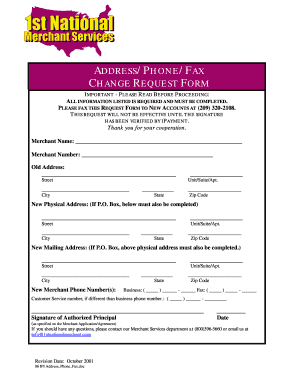 Address/Phone/Fax Change Request Form