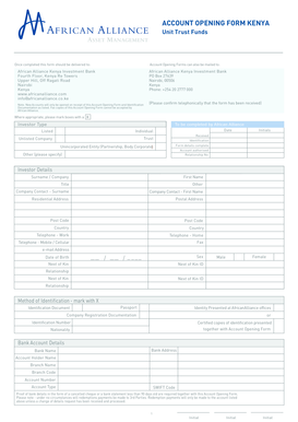 Kenya Account Opening Form