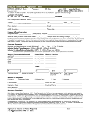 InboundSM Immigrant Application