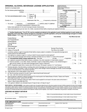 Wisconsin Alcohol Beverage License Application