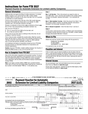 California Form FTB 3537 Payment Voucher