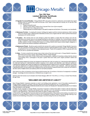 10 Year Limited Warranty Certificate