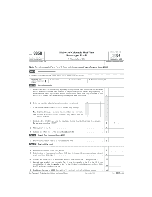 IRS Form 8859 Homebuyer Credit 2004