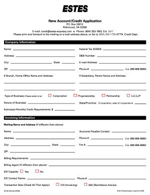 New Account/Credit Application - Estes Express Lines