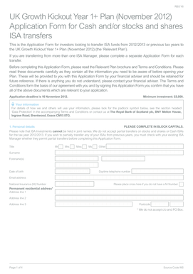 UK Growth Kickout Year 1+ Plan ISA Transfer Application