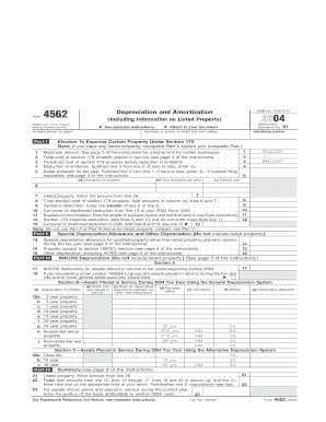 IRS Form 4562 Depreciation and Amortization