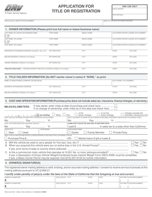 California DMV Vehicle Registration Form