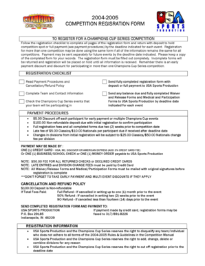 Champions Cup Series Competition Registration Form