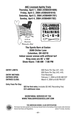 AKC Agility Trials Entry Form