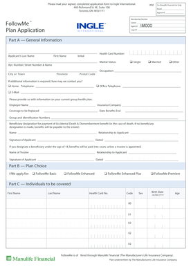 Manulife Financial Health Plan Application Form