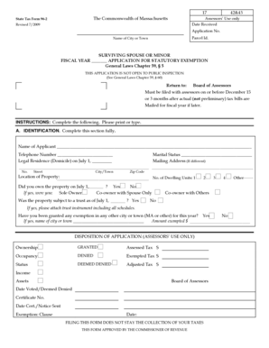 Massachusetts Surviving Spouse Exemption Application