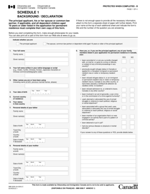 Canada Immigration Background Declaration Form