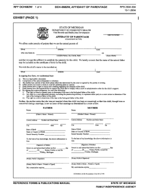 Michigan Affidavit of Parentage