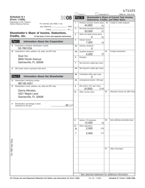 IRS Schedule K-1 Form 1120S