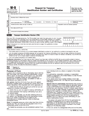Form W-9 Request for Taxpayer Identification Number