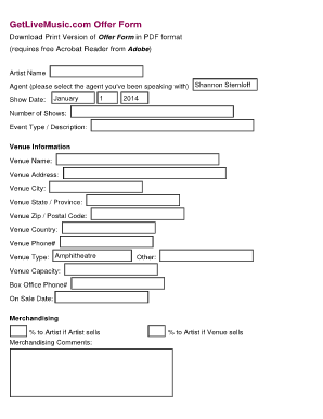 GetLiveMusic Offer Form