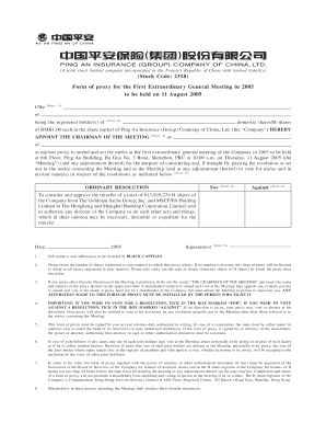 Proxy Form for Extraordinary General Meeting