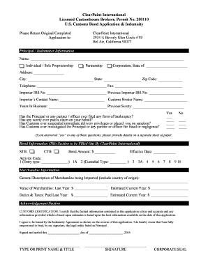 US Customs Bond Application