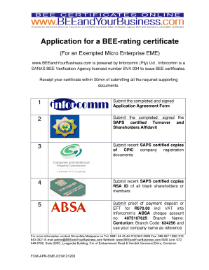 BEE Rating Certificate Application