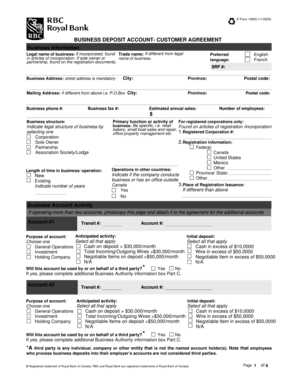 Business Deposit Account Customer Agreement