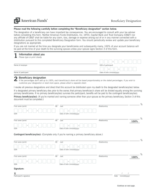 Beneficiary Designation Form