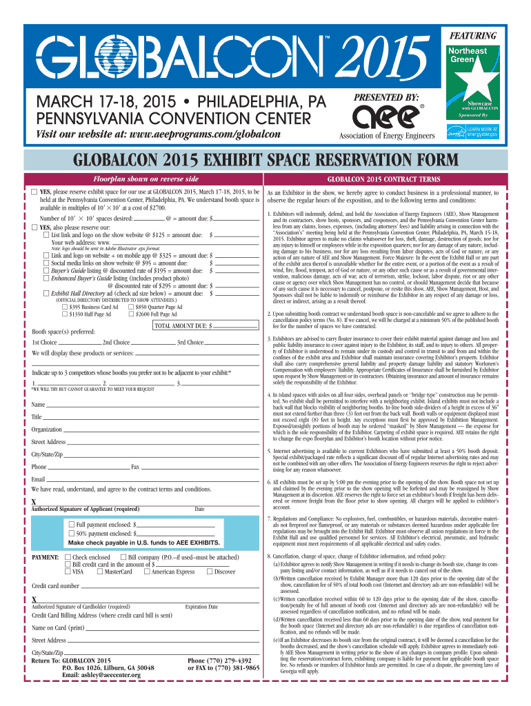 Printable Space Reservation Form - The Association of Energy Preview on Page 1